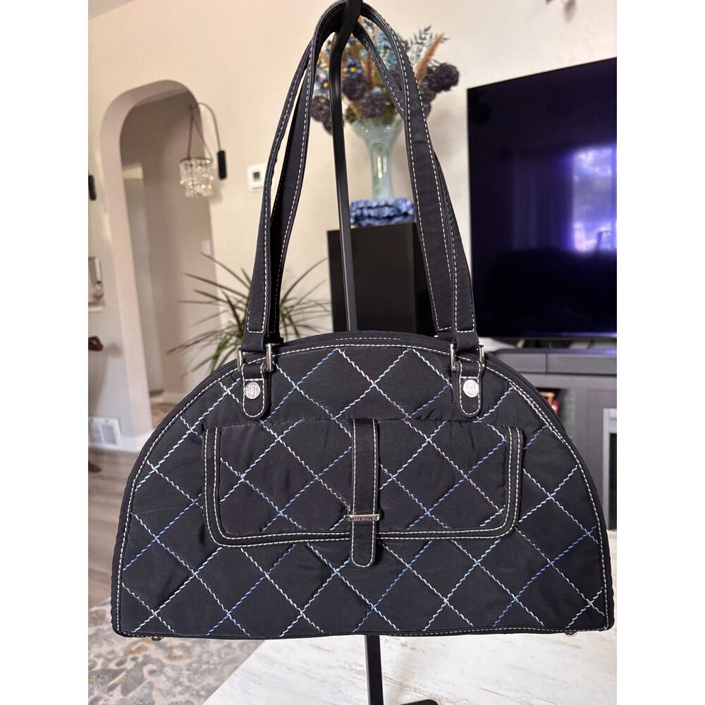 Vera Bradley Black Quilted Microfiber Sausalito Handbag